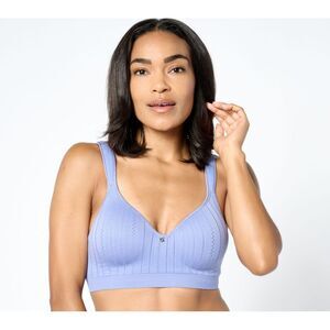 Breezies Women's Bra Sz 40D Seamless Pointelle Underwire T-Shirt Blue A678013